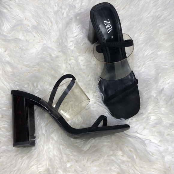 Zara Clear Strap Tortoise Shell Block Heel Sandals - Picture 4 of 14